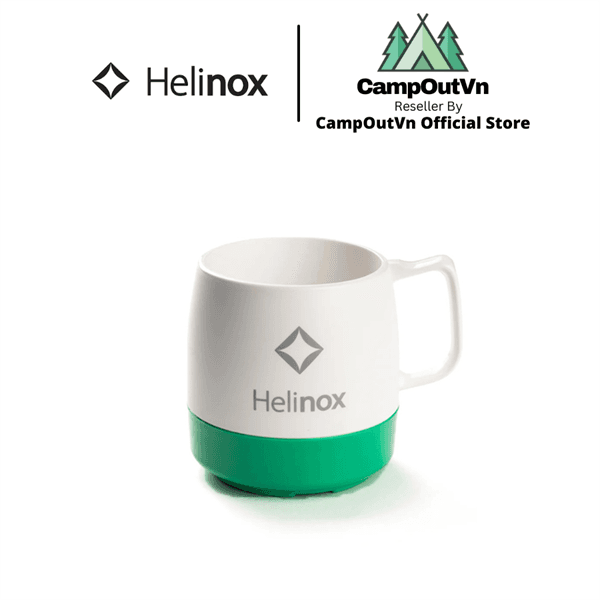 Ly cốc nhựa cắm trại Helinox Dinex Mug White/Green 8oz du lịch dã ngoại 240ml Campoutvn A559