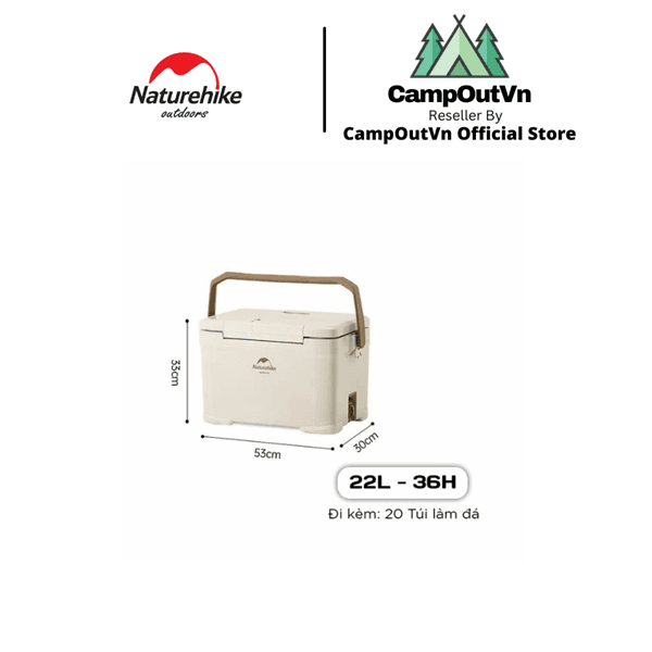 Thùng đá giữ lạnh dã ngoại kháng khuẩn 36h Naturehike CNK2300BS012 Campoutvn